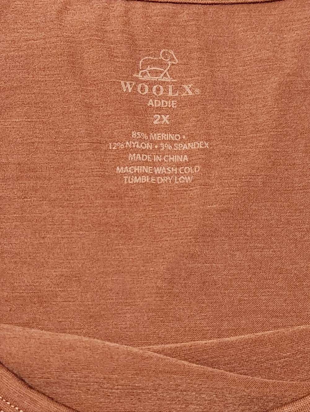 Woolx Merino Addie Crew Neck Tee, Mauve, 2XL - Picture 3 of 5